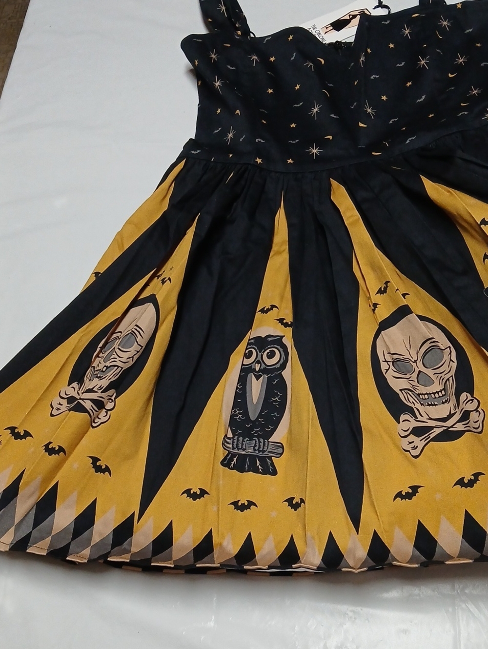 Oblong Box Shop Prudence Halloween Treat Mini Dress w/ Pockets Size M Pinup Goth - Picture 4 of 14